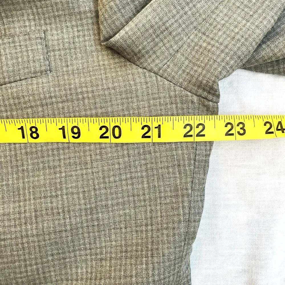 Oxxford Clothes Suit Surgeon Cuff Bespoke 42 44 S Pants 34 Check Plaid Tan Gray